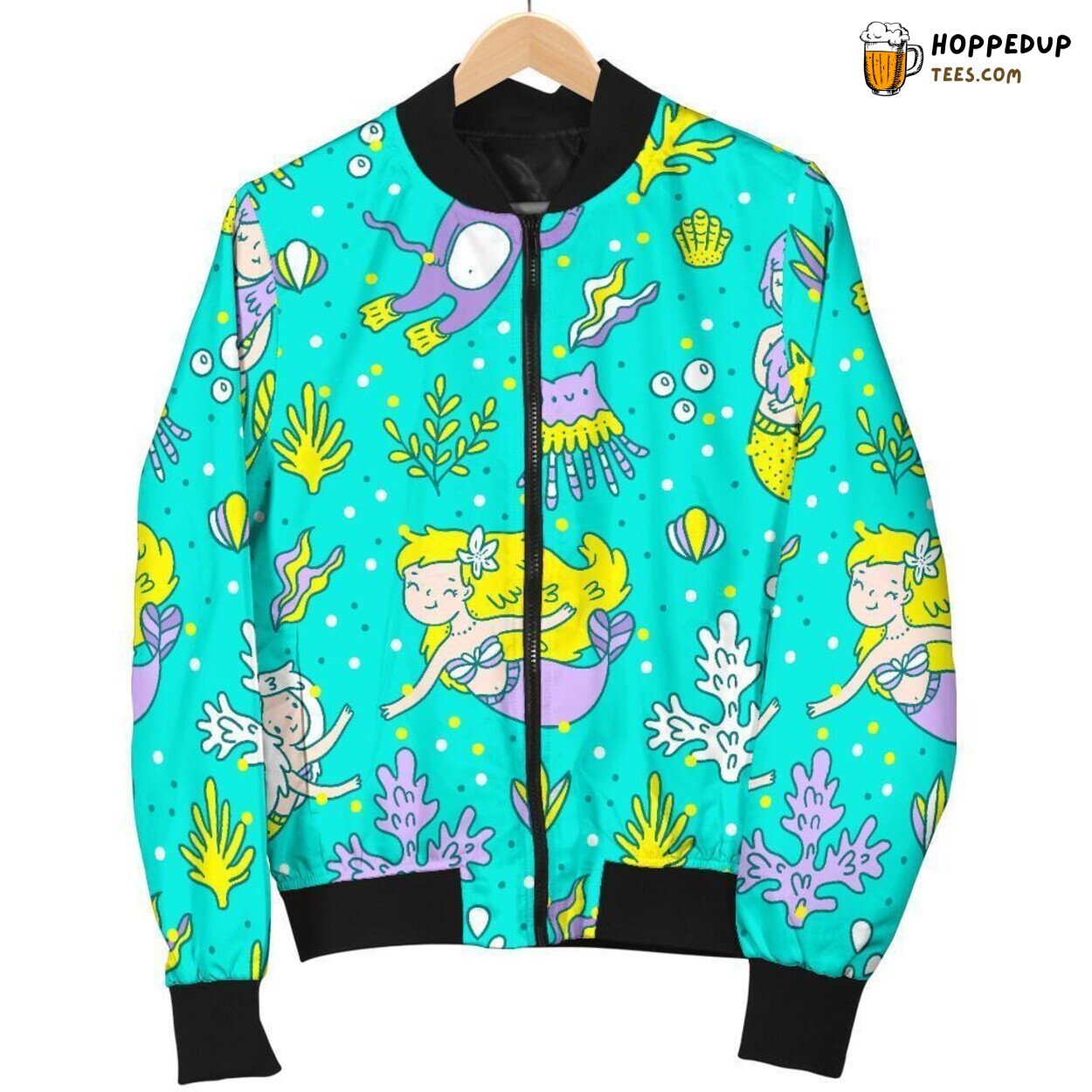 Enchanting Mermaid Essence Men’s Bomber Jacket Unique Pattern Design Display
