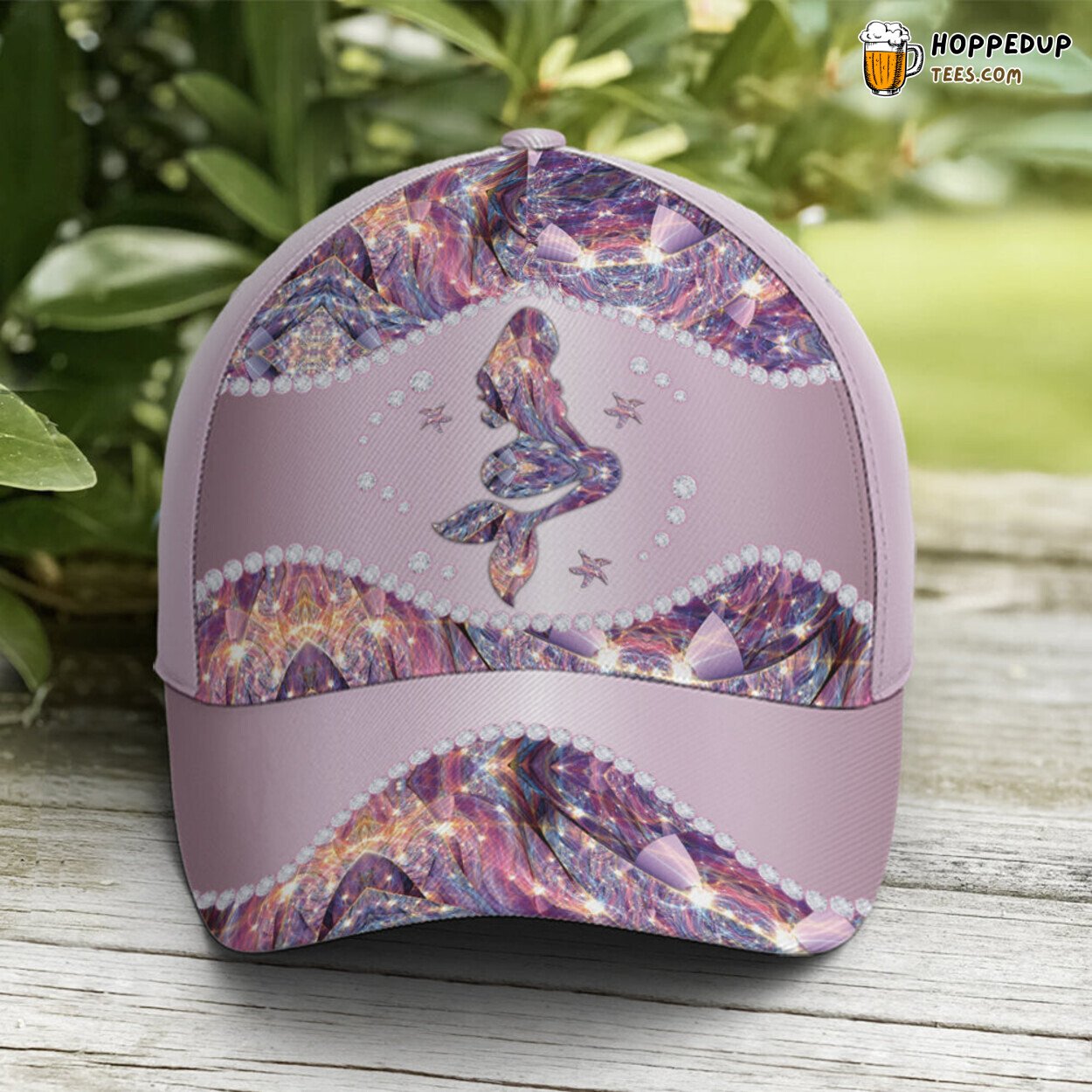 Enchanting Mermaid Purple Metallic Stylish Baseball Cap Design