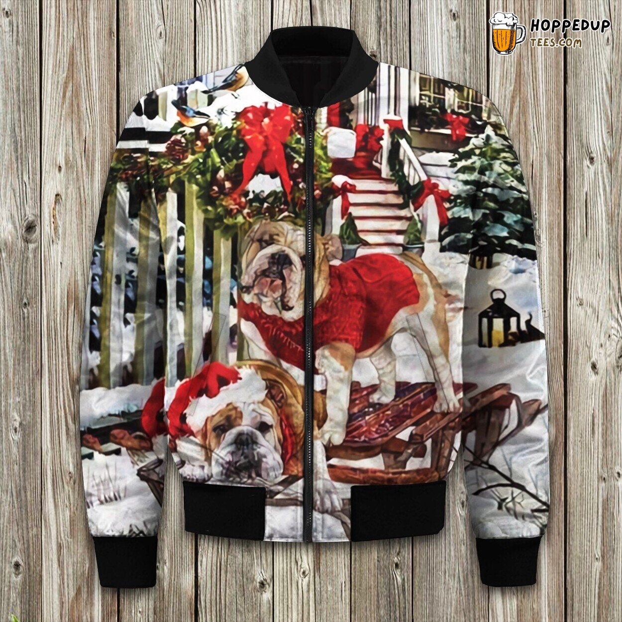 English Bulldog Christmas Winter Bomber Jacket Stylish Unique Design