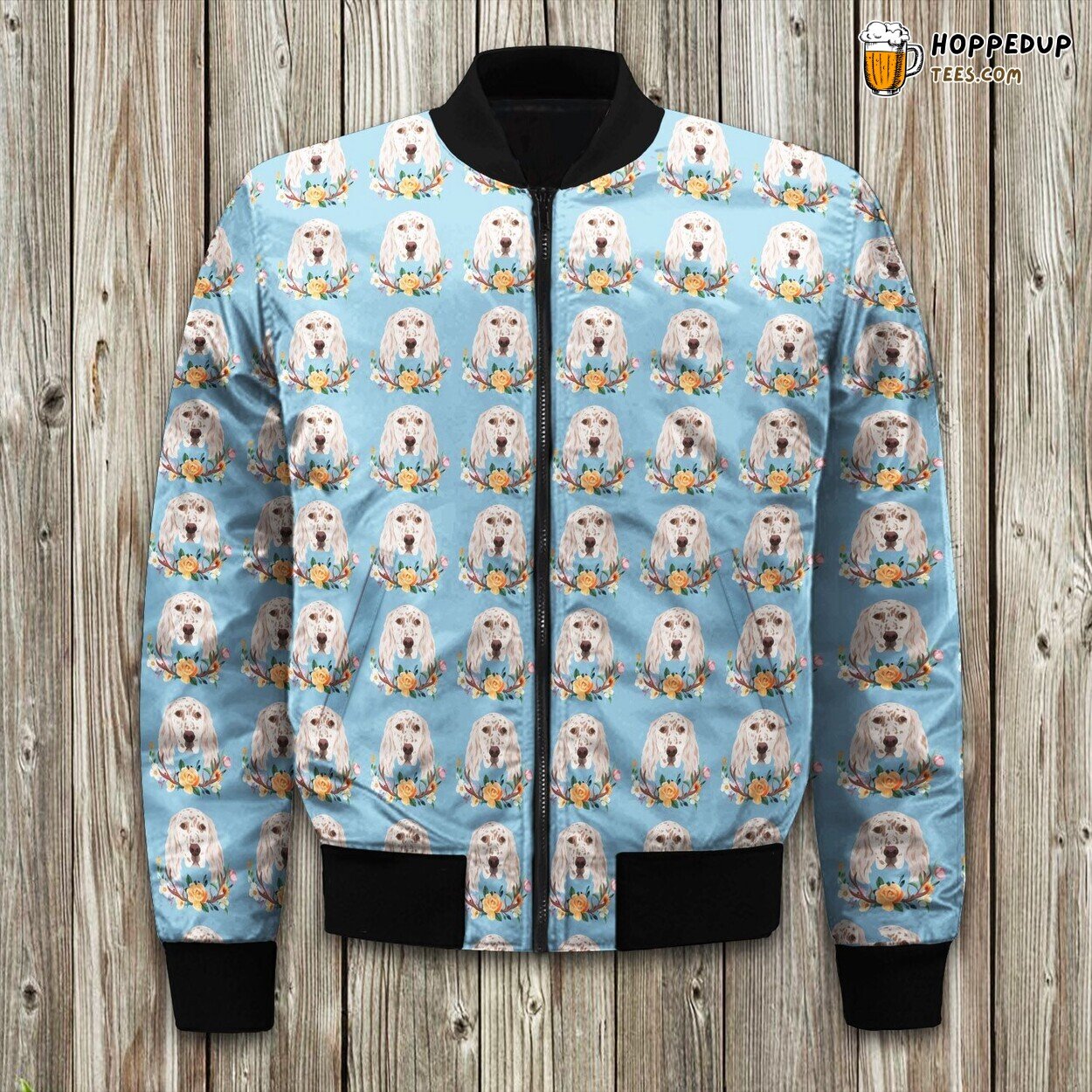 English Setter Floral Bomber Jacket