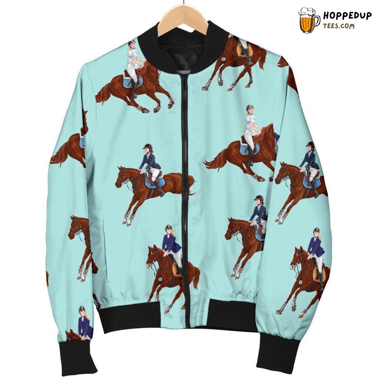Equestrian Sport Tribute Men’s Bomber Jacket Unique Design Pattern Display