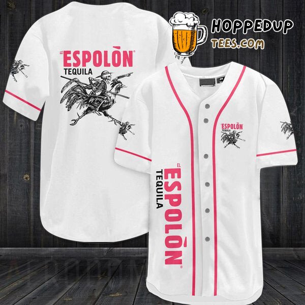 Espolon Tequila Inspired White Baseball Jersey Unique Distinctive Design Look