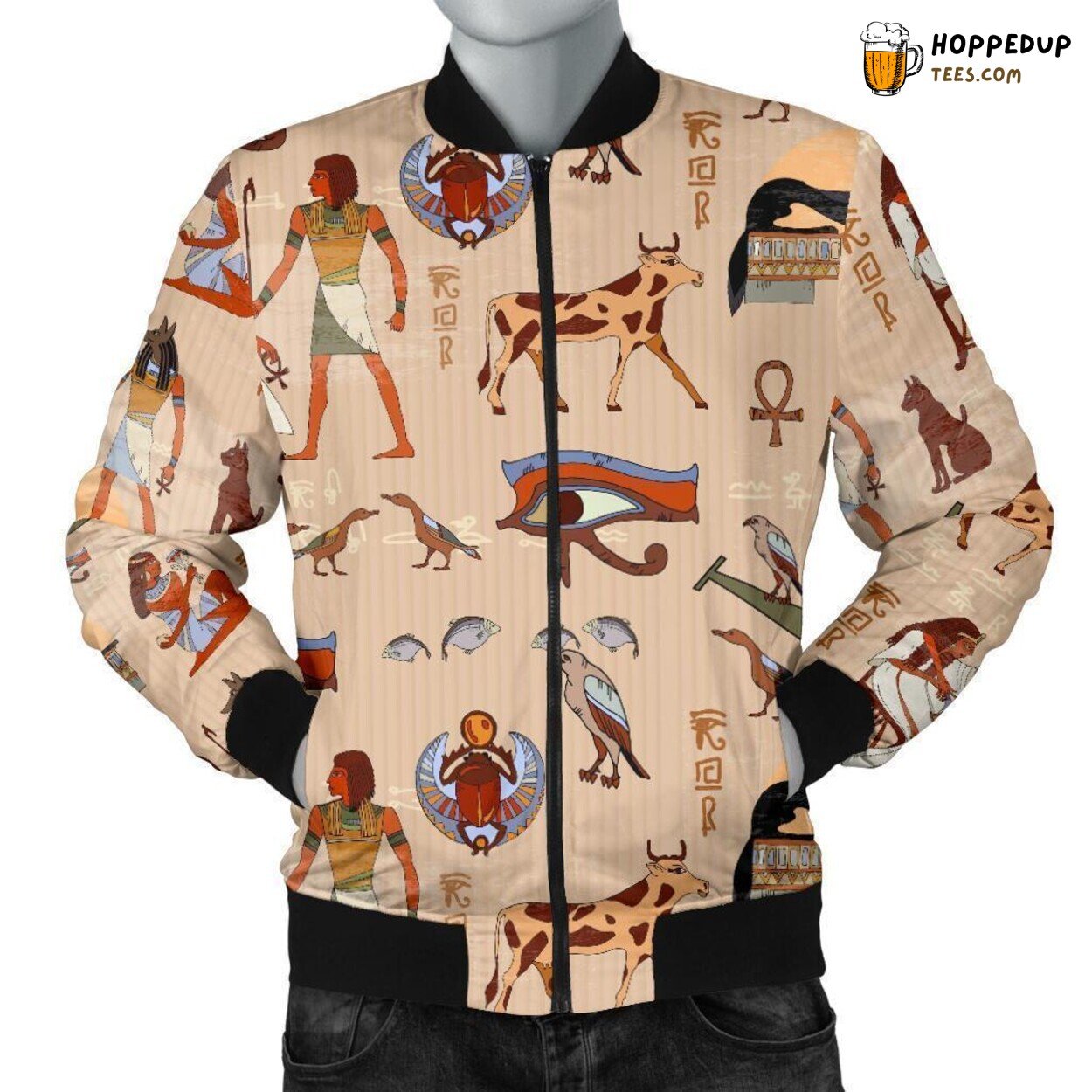 Essence of Ancient Egyptian Art Men’s Bomber Jacket Unique Pattern Display