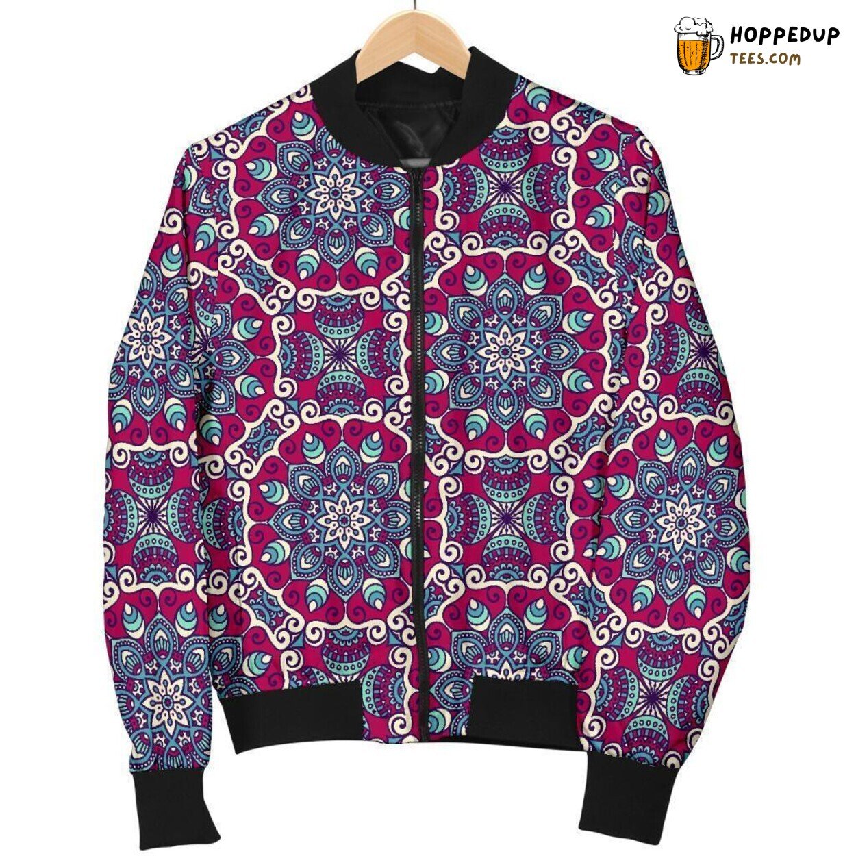 Essence of Bohemian Life Men’s Bomber Jacket Unique Pattern Design Display