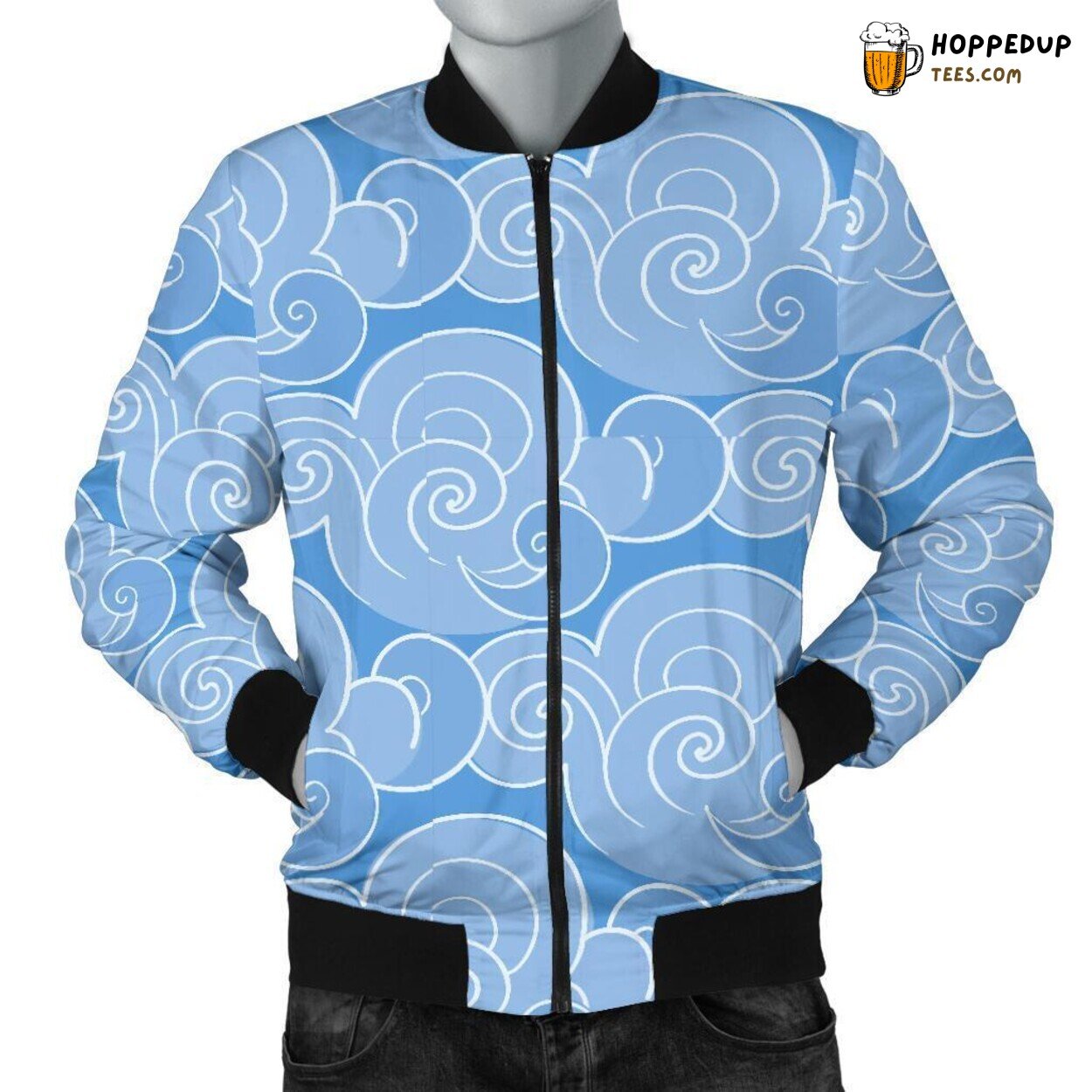 Essence of Gentle Clouds Men’s Bomber Jacket Unique Pattern Design Art
