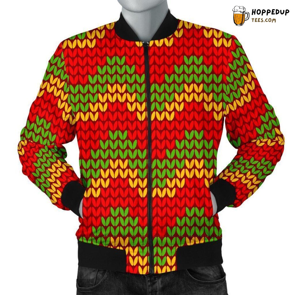 Essence of Jamaican Rhythms Men’s Bomber Jacket Unique Pattern Display Art