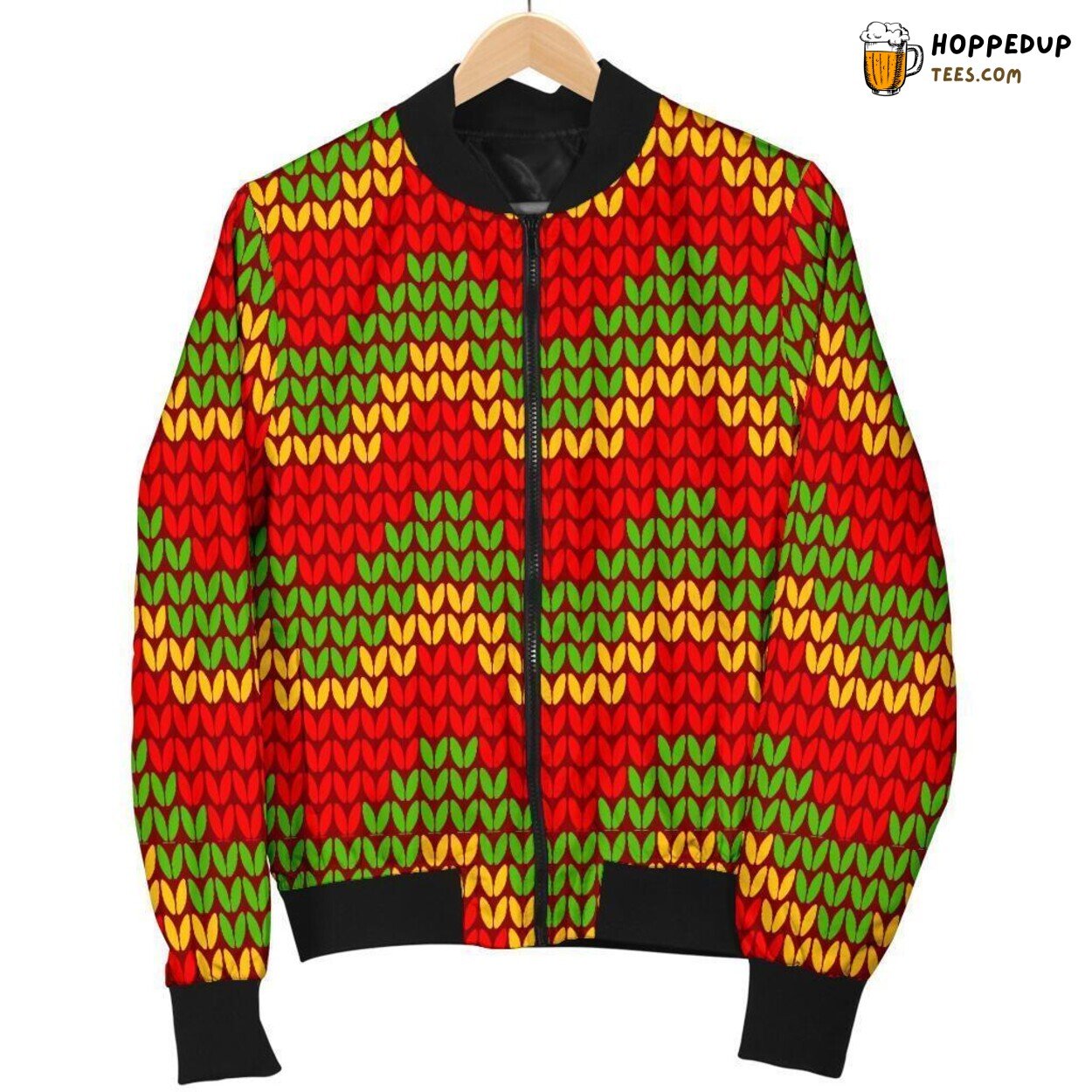 Essence of Jamaican Rhythms Men’s Bomber Jacket Unique Pattern Display Art