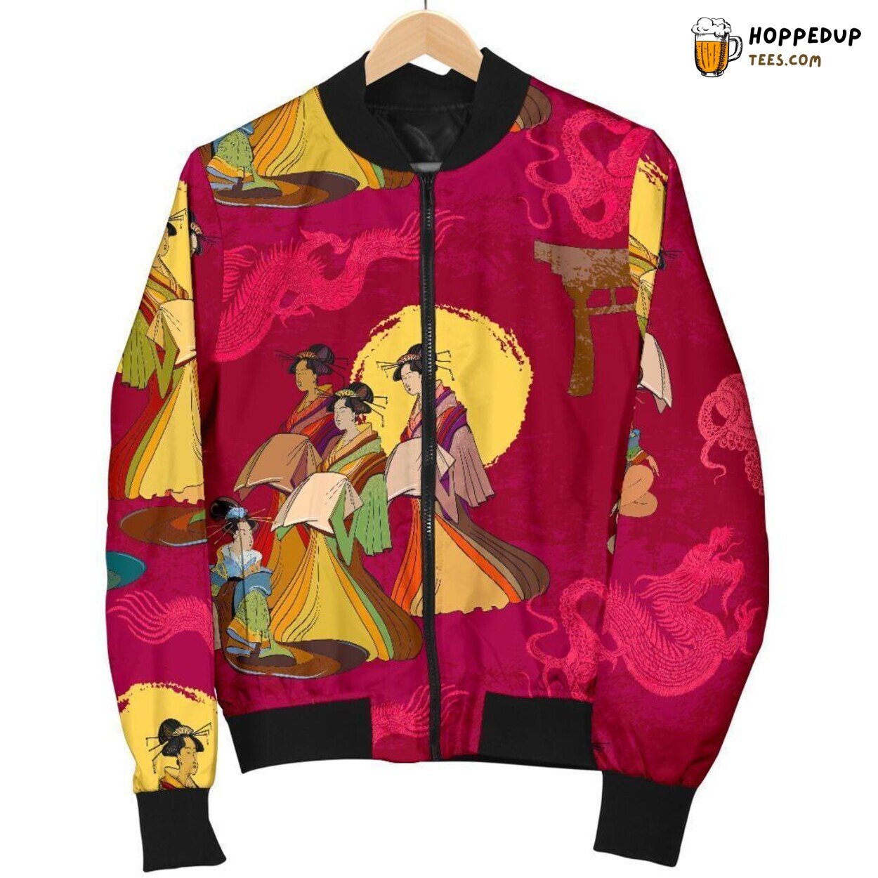 Essence of Tokyo Japanese Culture Men’s Bomber Jacket Unique Pattern Design