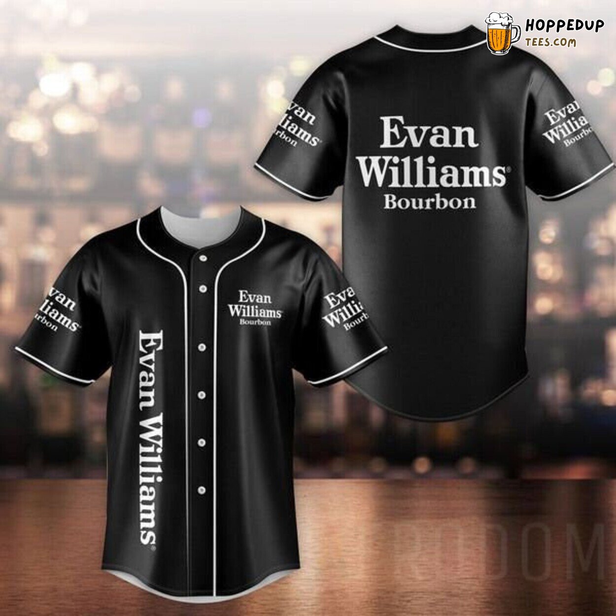 Evan Williams Whiskey Unisex Black Casual Baseball Jersey Classic