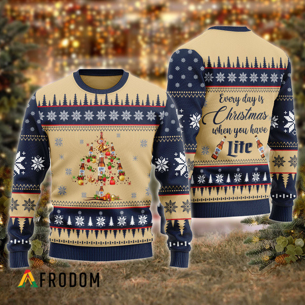 Everyday Is Christmas When U Have Miller Lite Ugly Sweater HU