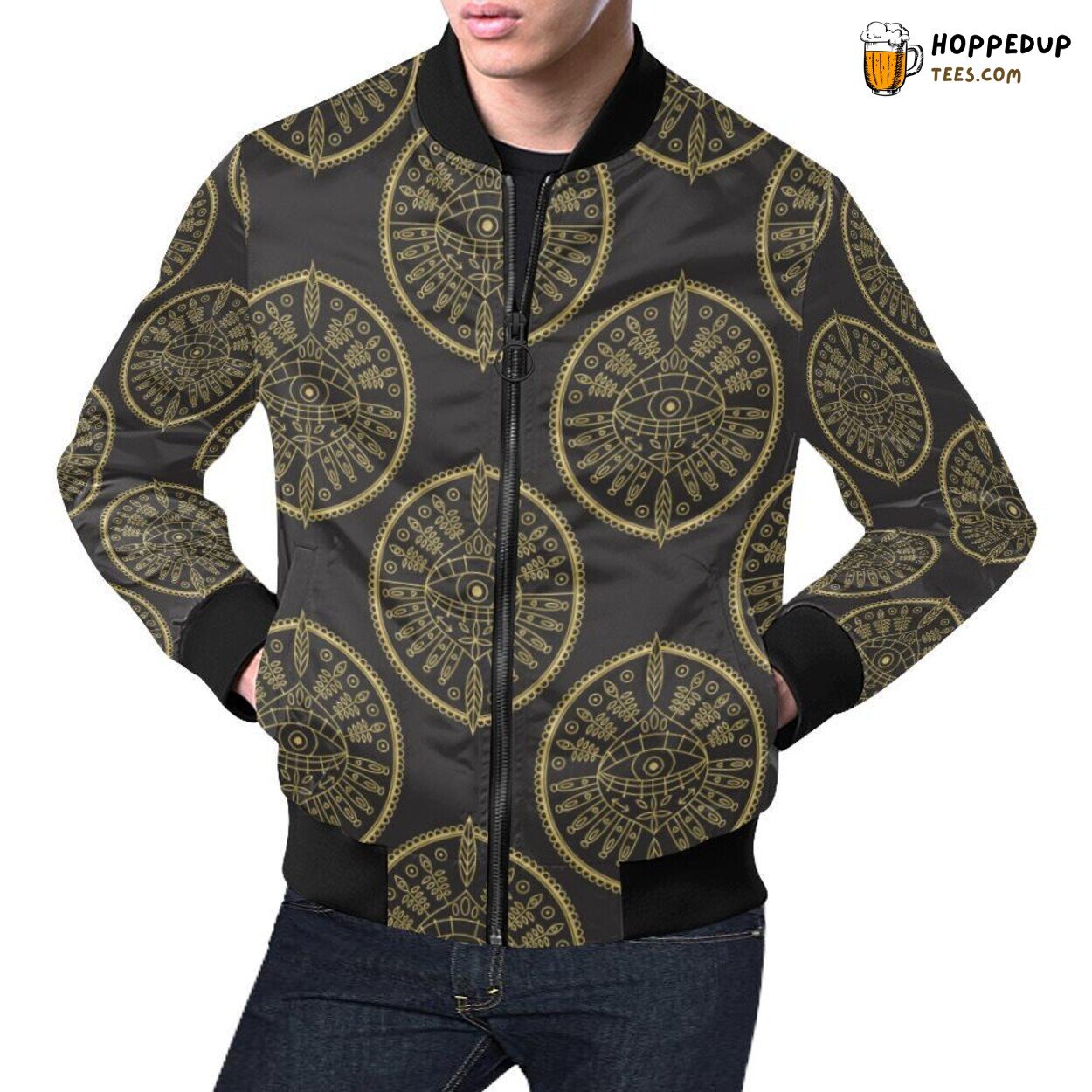 Evil Eye Distinct Pattern Men’s Bomber Jacket Unique Design Exclusive Look Evil Eye Distinct Pattern Men’s Bomber Jacket Unique Design Exclusive Look