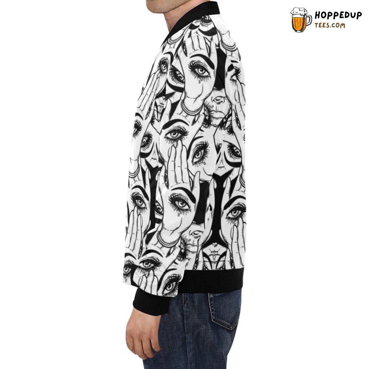 Evil Eye Hamsa Hand Pattern Men’s Bomber Jacket Unique Design Look