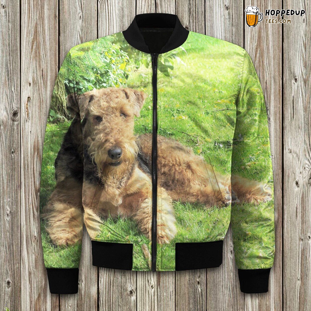 Exclusive Airedale Terrier Art Winter Bomber Jacket Design