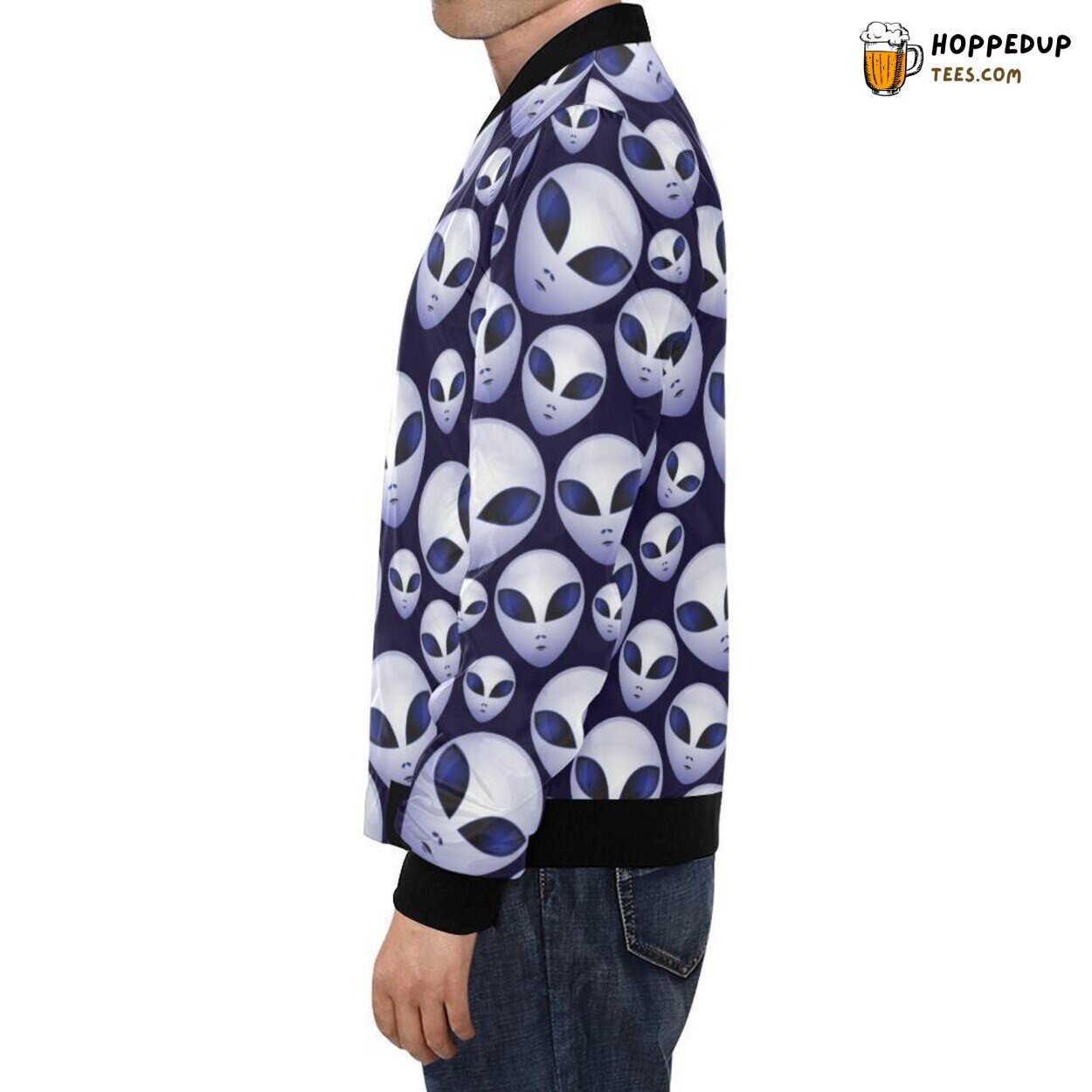 Exclusive Alien Ufo Pattern Print Design Men’s Bomber Jacket Statement