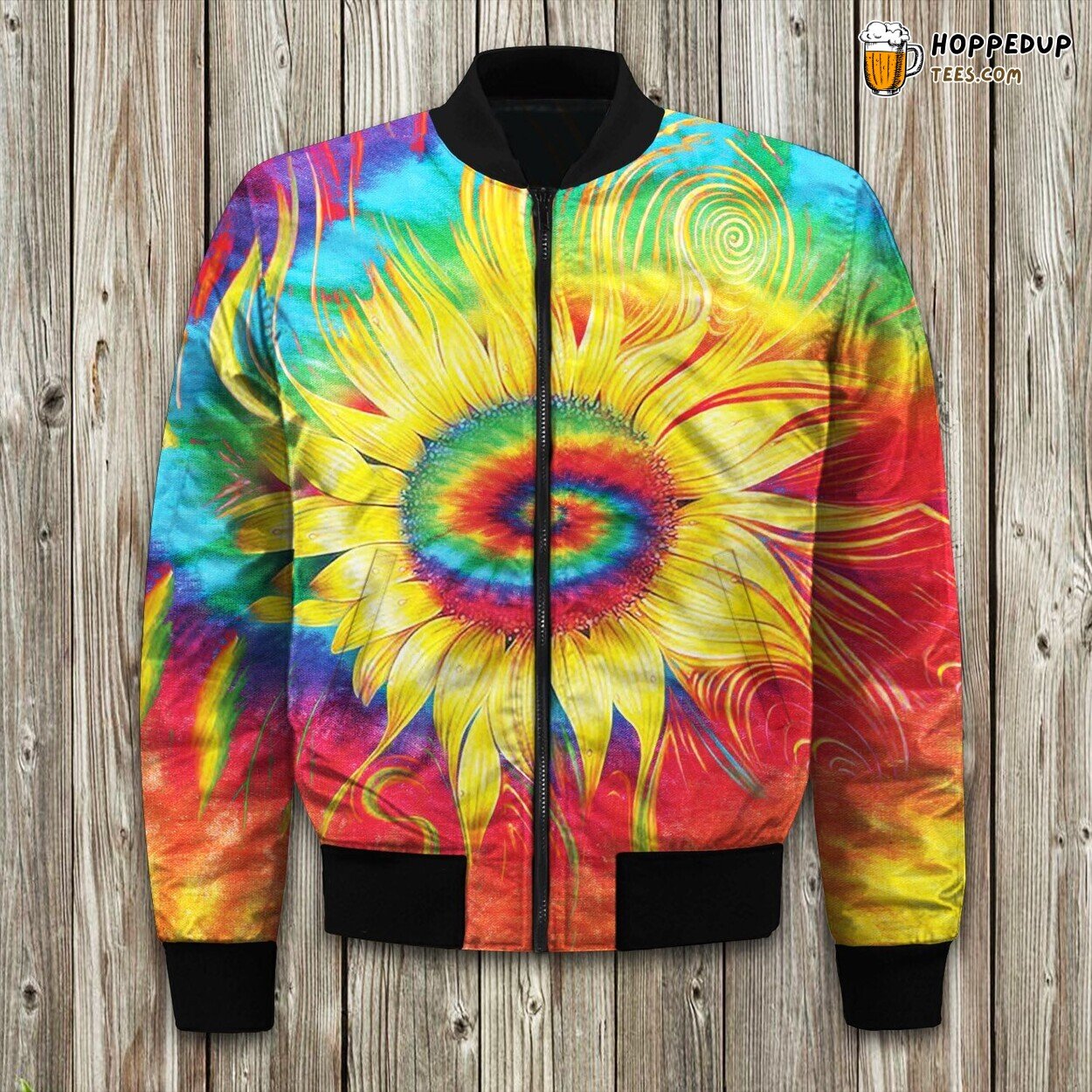Exclusive Hippie Sunflower Design Bomber Winter Jacket Stylish