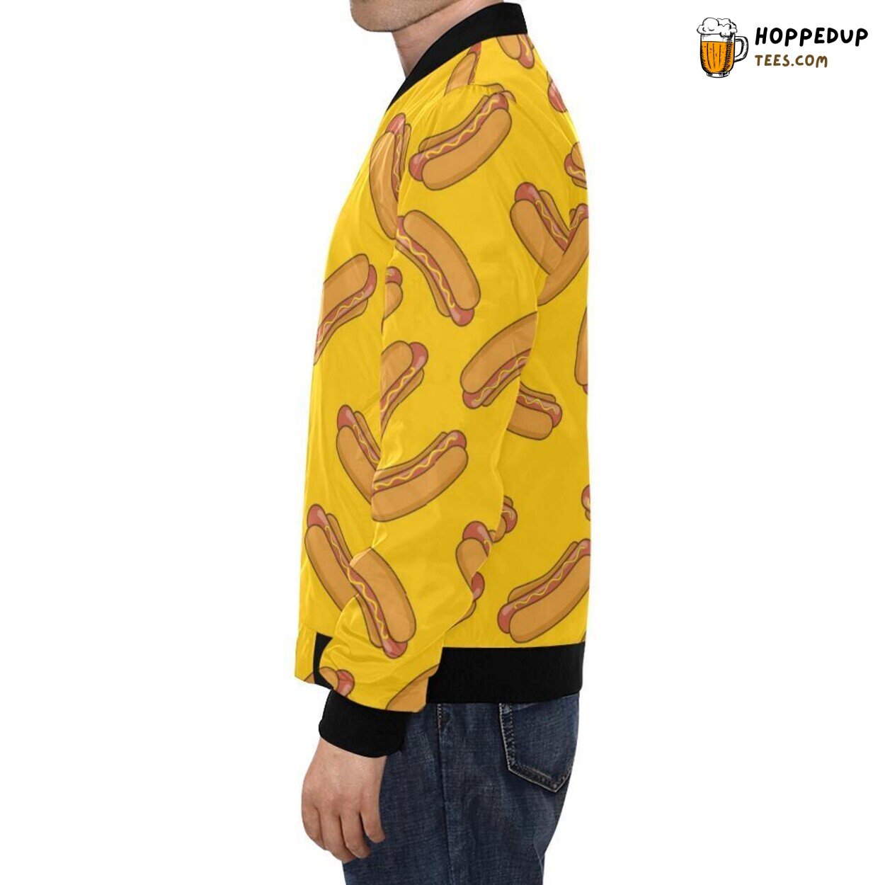 Exclusive Men’s Bomber Jacket Featuring a Hot Dog Pattern Print
