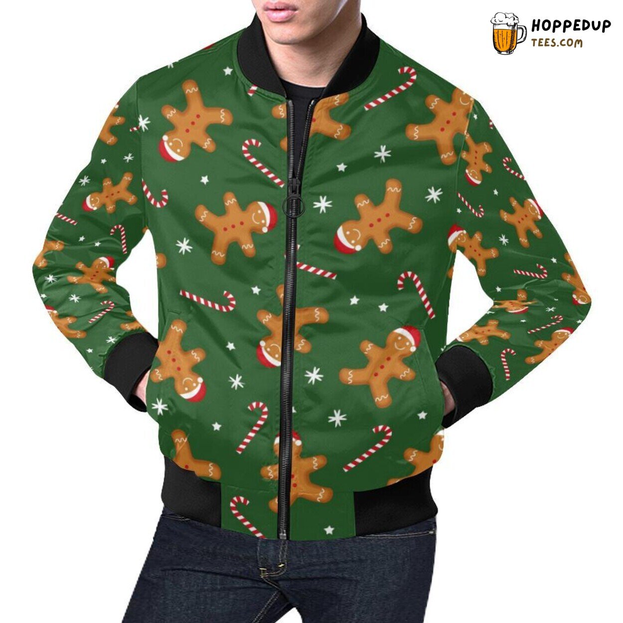 Exclusive Pattern Print Christmas Gingerbread Man Men’s Bomber Jacket Exclusive Pattern Print Christmas Gingerbread Man Men’s Bomber Jacket