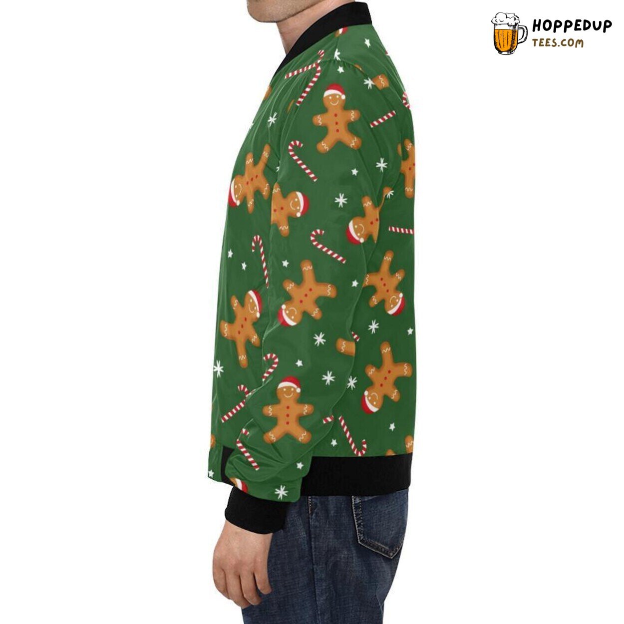 Exclusive Pattern Print Christmas Gingerbread Man Men’s Bomber Jacket