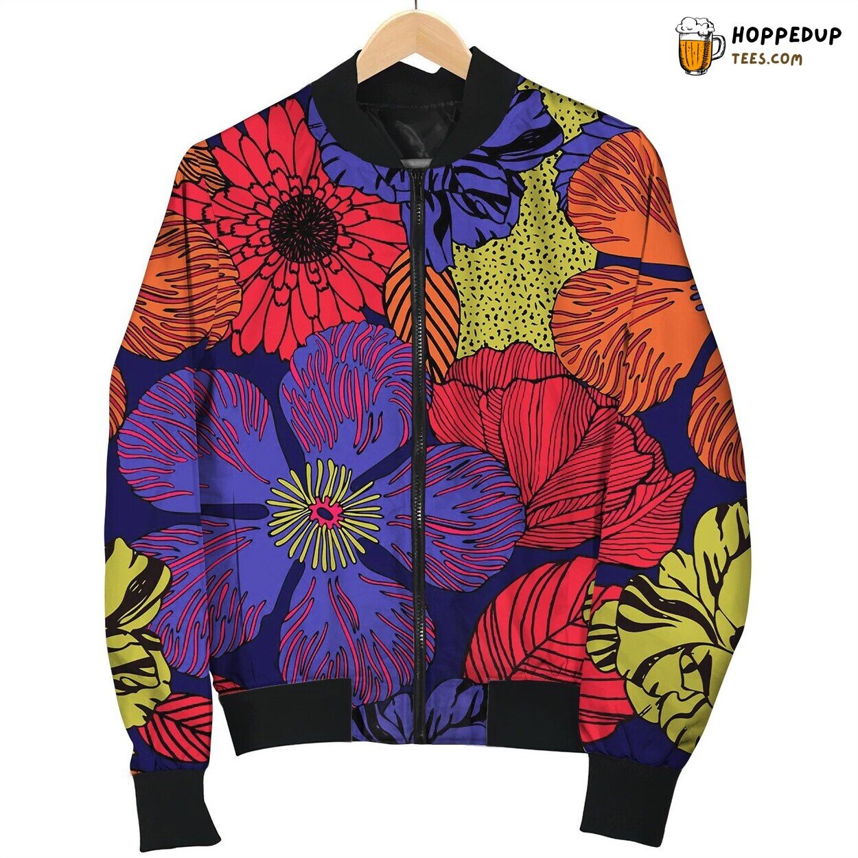 Exotic Floral Pattern In Bright Colours Bomber Jacket