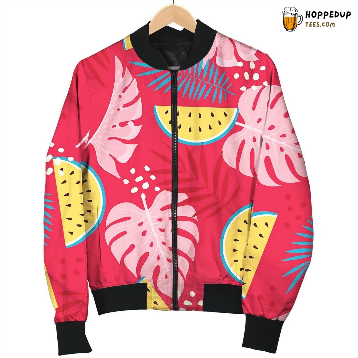 Exotic Fruit Tropical Pattern Bomber Jacket
