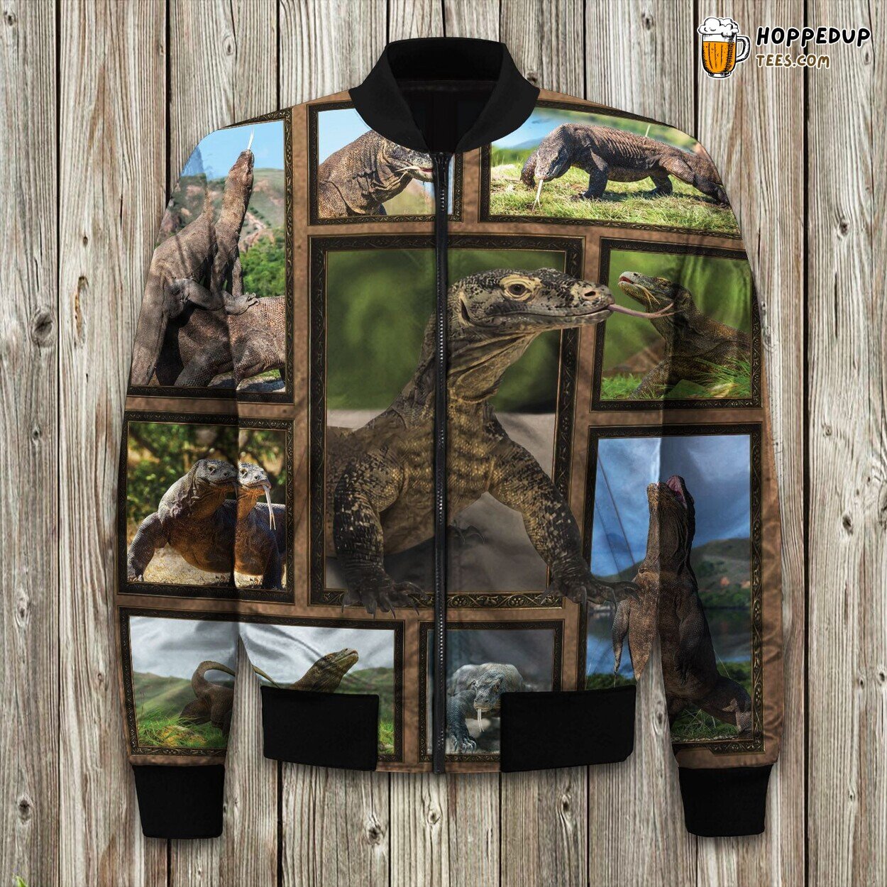 Exotic Komodo Dragon Essence Winter Bomber Jacket Designer Series