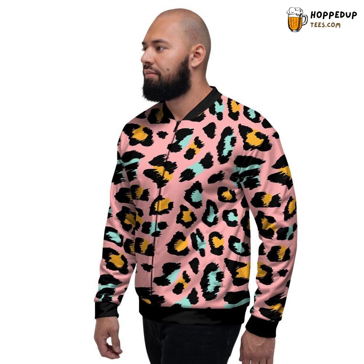Exotic Pink Cheetah Pattern Men’s Bomber Jacket Wildcat Print Design Showcase