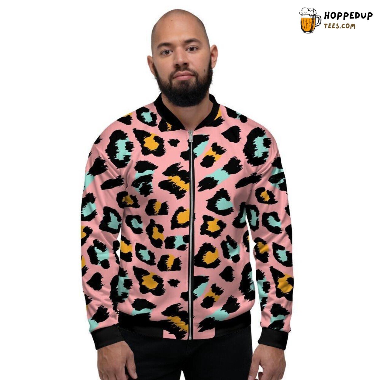 Exotic Pink Cheetah Pattern Men’s Bomber Jacket Wildcat Print Design Showcase