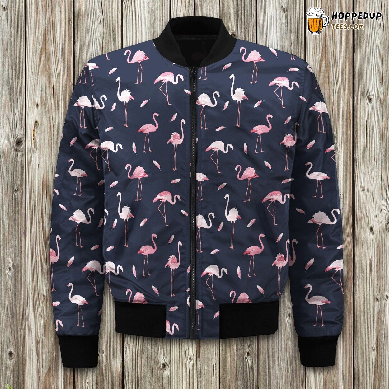 Exotic Pink Flamingos Flock Flamboyance Colony Feather Texture Bomber Jacket