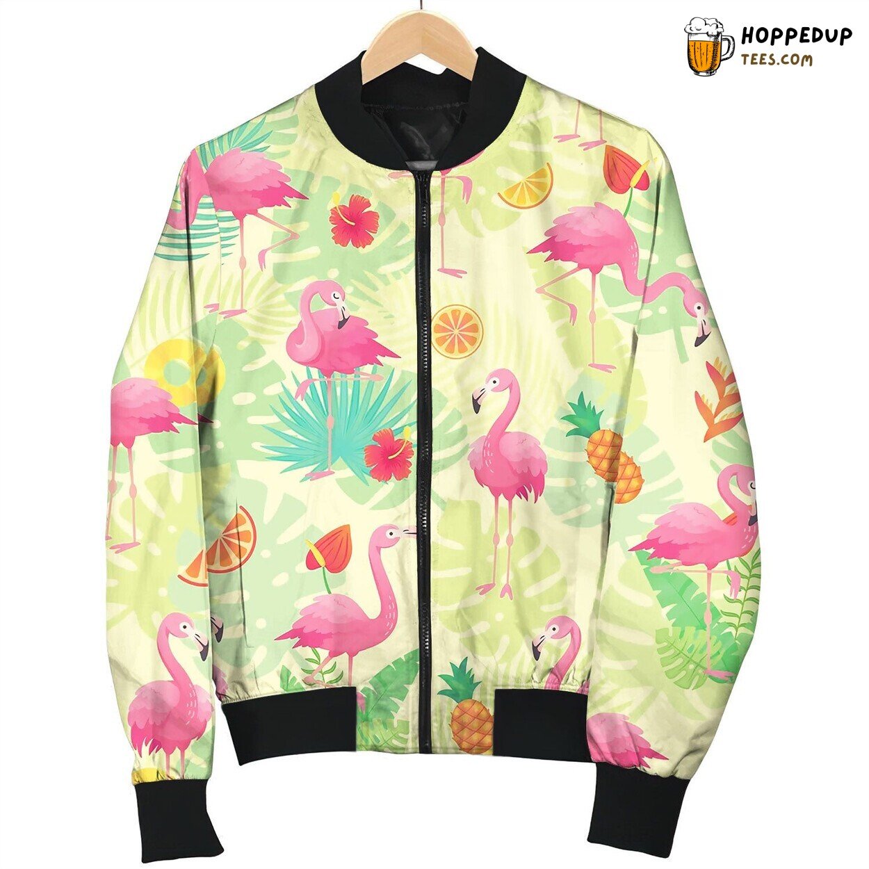 Exotic Pink Flamingos Tropical Plants And Jungle Bomber Jacket