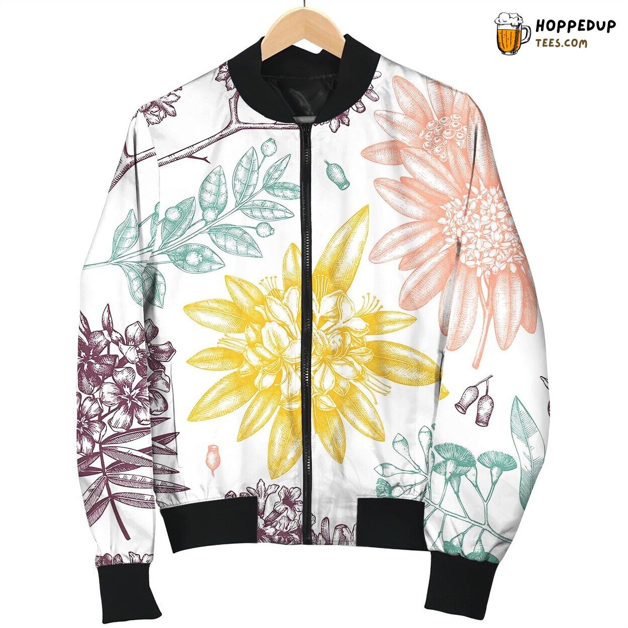 Exotic Plants Garden Seamless Pattern Bomber Jacket