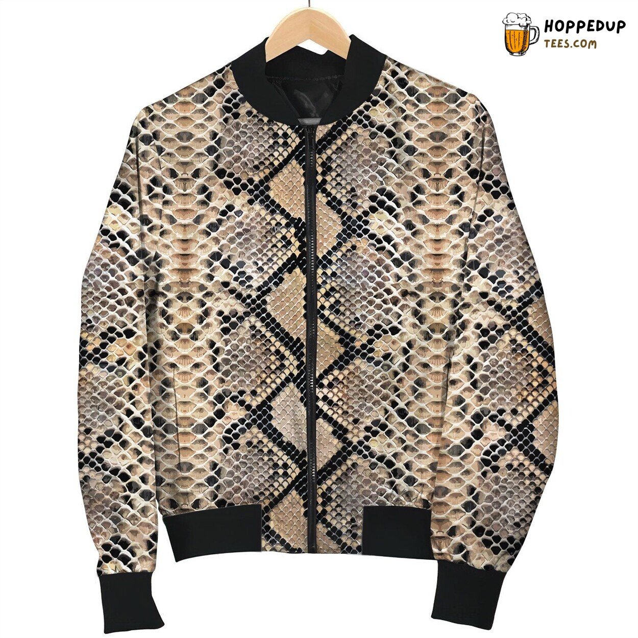 Exotic Snake Skin Pattern Winter Bomber Jacket Tailored Stylish Warmth