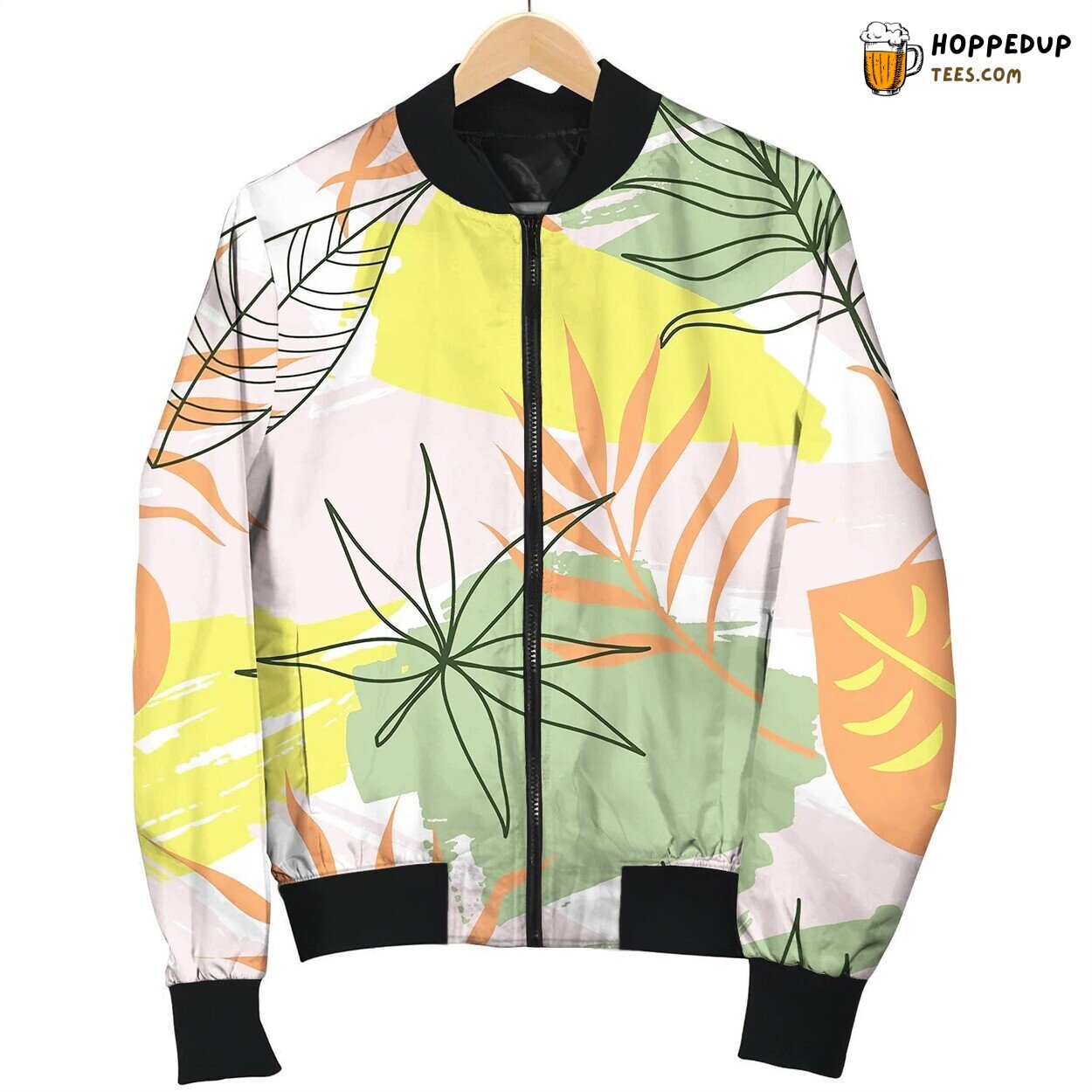 Exotic Trendy Pattern With Tropical Plants Modern Bomber Jacket