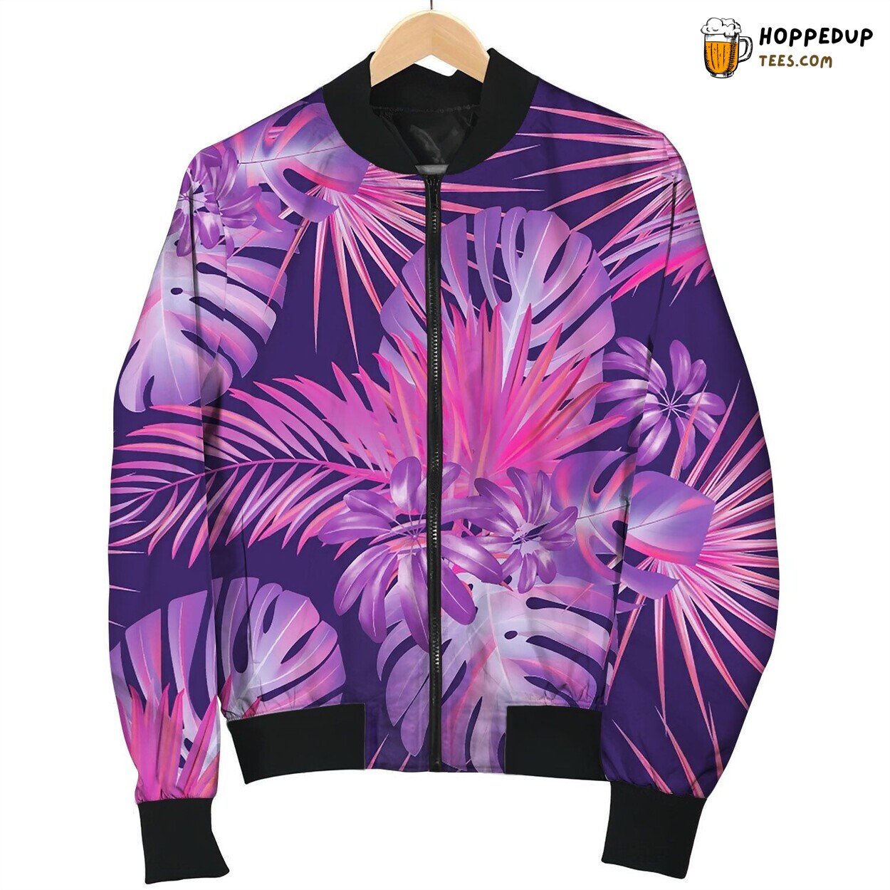Exotic Tropical Background With Hawaiian Bomber Jacket