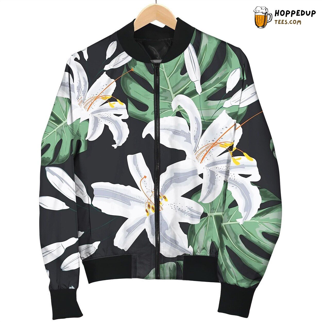 Exotic Tropical Lilies And Monster Lives Bomber Jacket