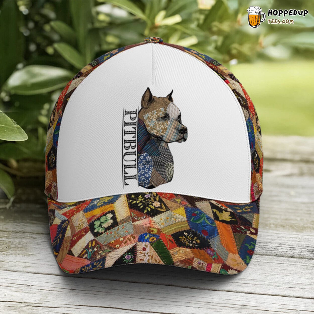 Express Love Pitbull Through Patchwork Style Baseball Cap Art