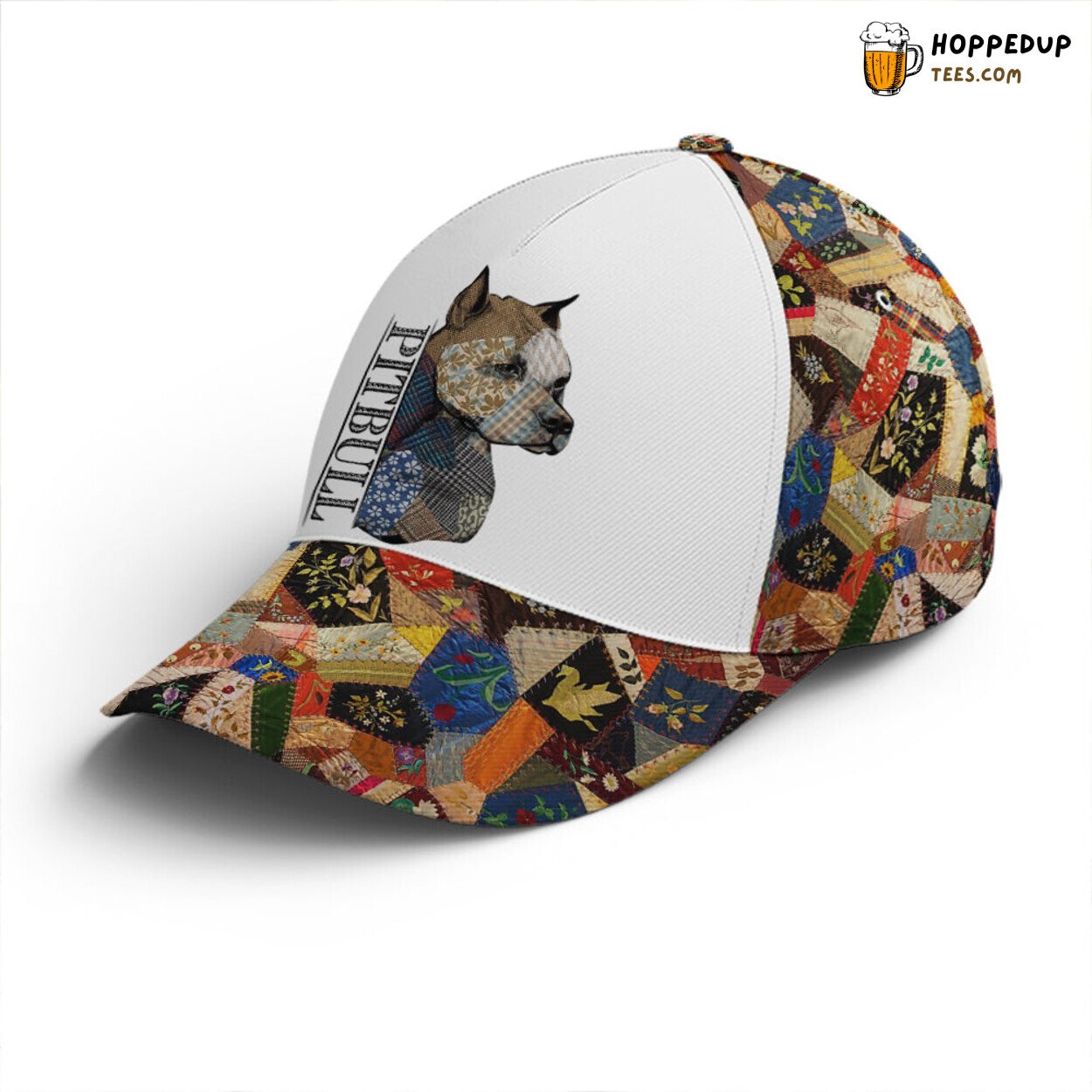 Express Love Pitbull Through Patchwork Style Baseball Cap Art