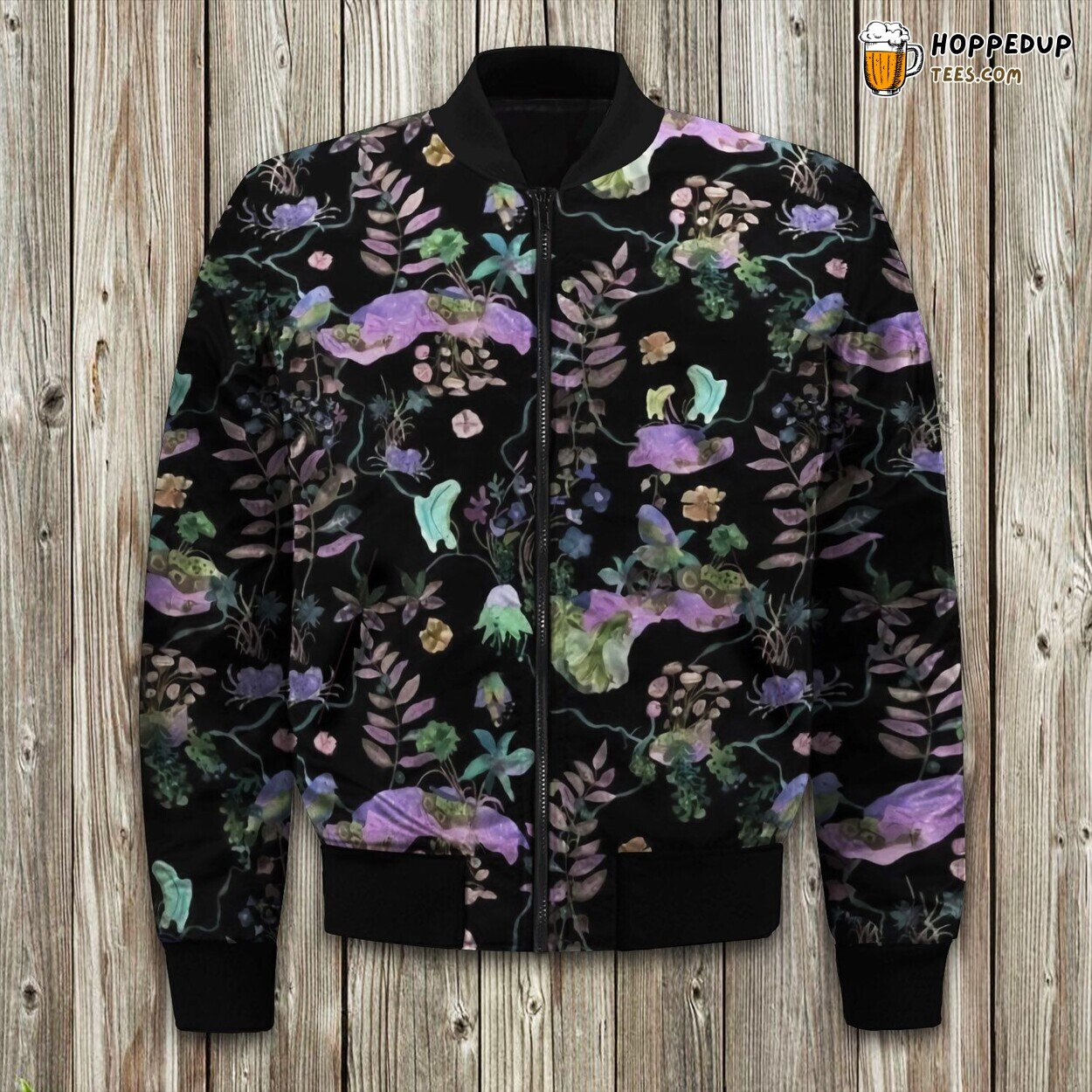 Exquisite Botanical Art Winter Bomber Jacket Nature’s Finest Beauty Displayed