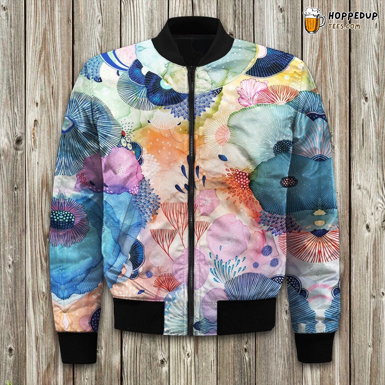 Exquisite Coral Reef Design Winter Bomber Jacket Padded Warmth Superior
