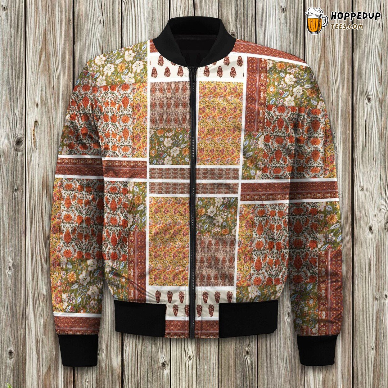 Exquisite Kiri Patchwork Design Winter Bomber Jacket Designer Elegance