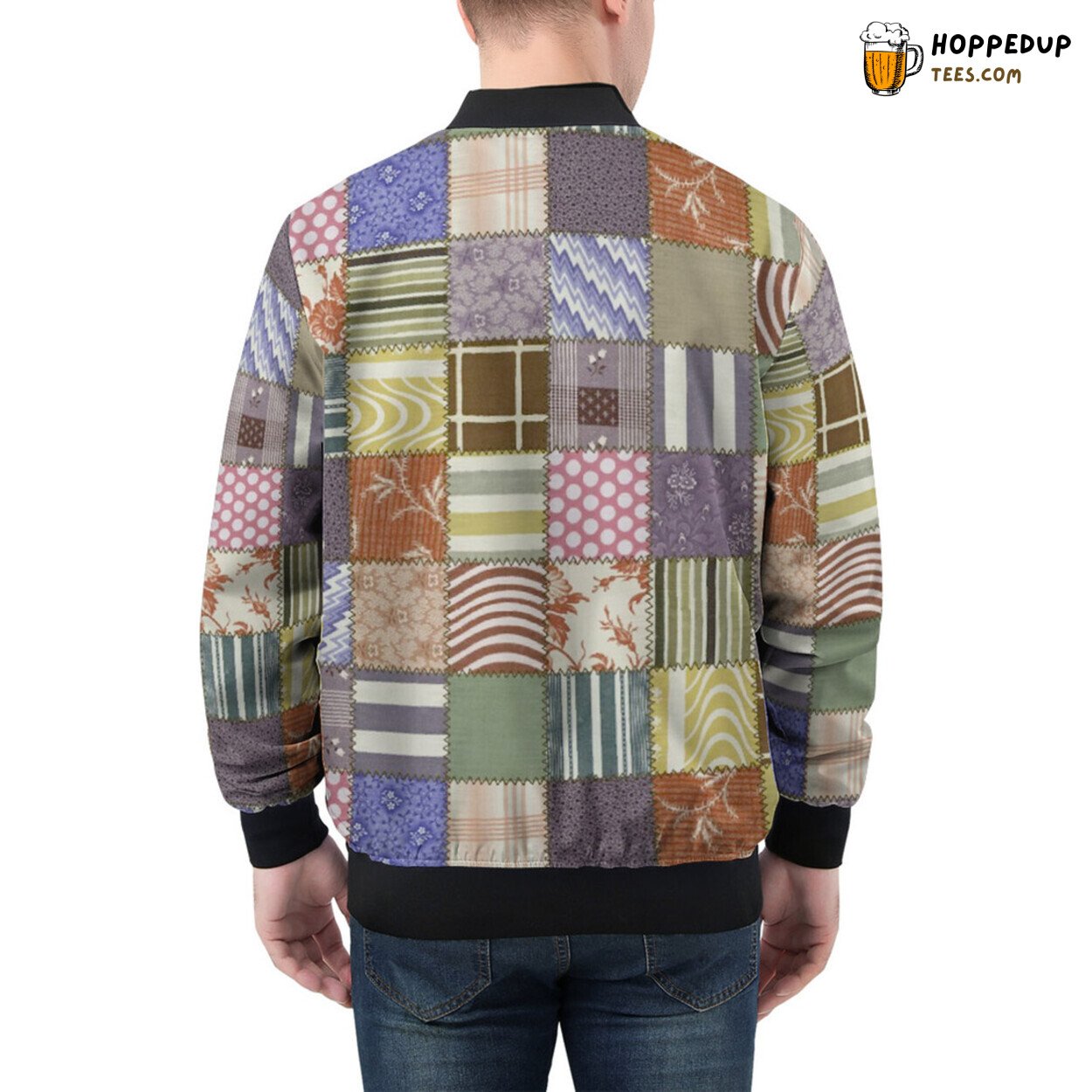 Fabric Tales Woven Together in Men’s Bomber Jacket Patchwork Design