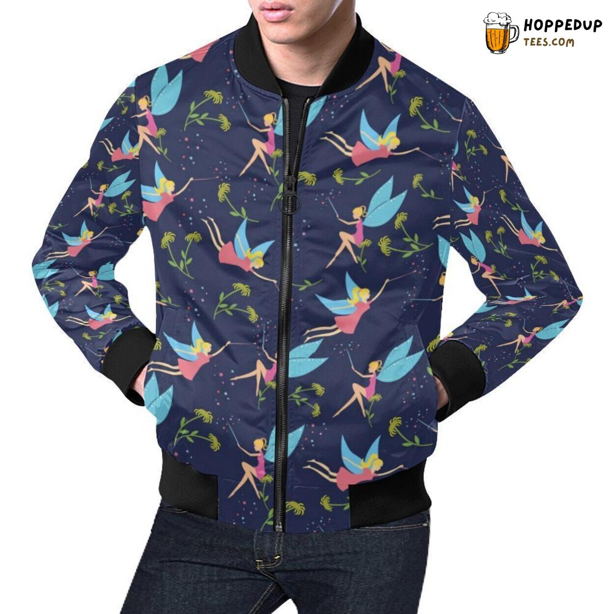 Fairy Themed Pattern Men’s Bomber Jacket Unique Design Distinctive Look Fairy Themed Pattern Men’s Bomber Jacket Unique Design Distinctive Look