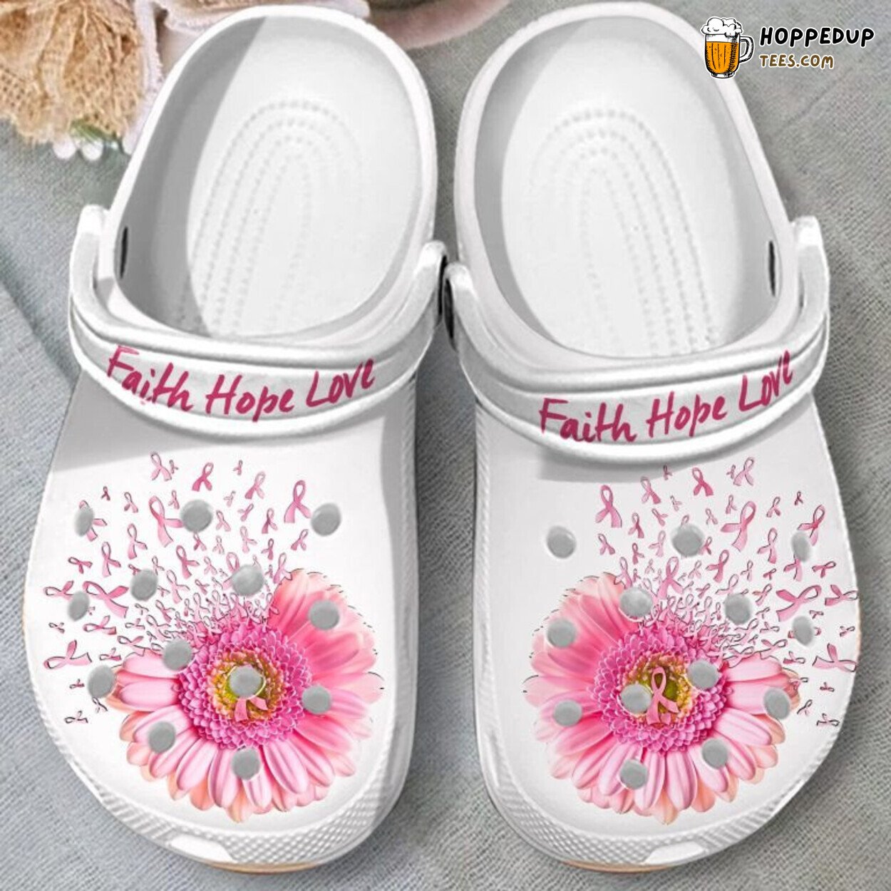 Faith Hope Love Breast Cancer Awareness Birthday Holiday Clogs