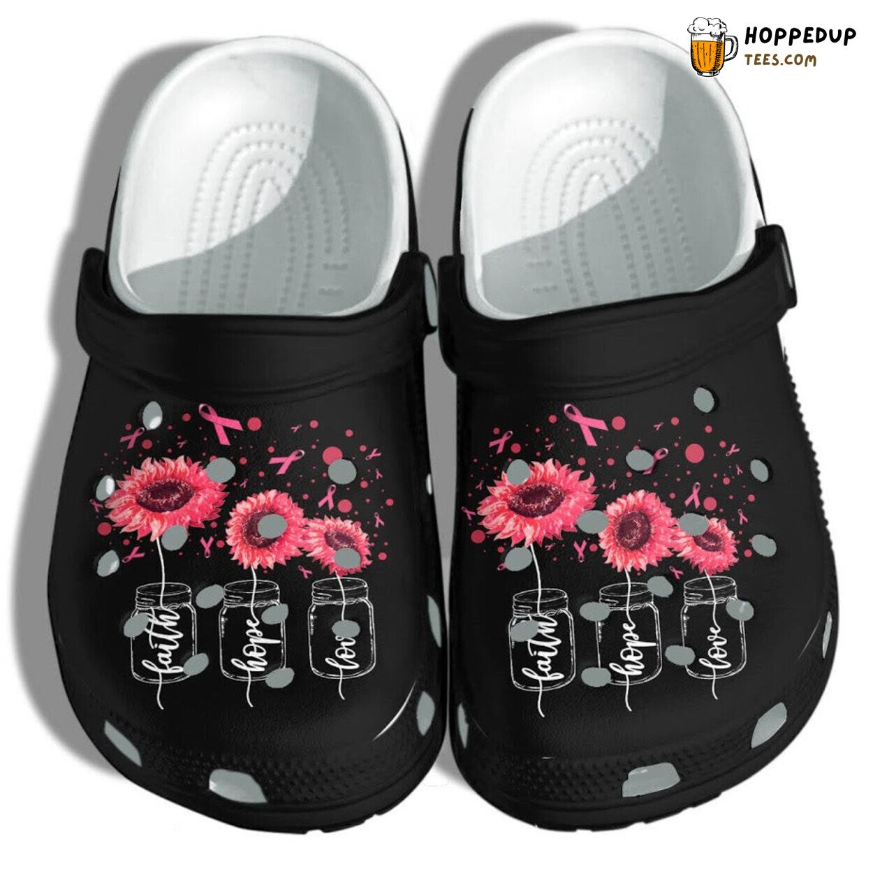Faith Hope Love Sunflower Pink Breast Cancer Awareness Custom Shoes