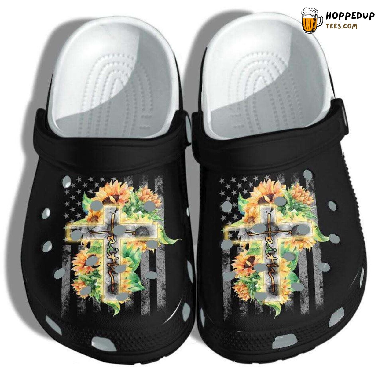 Faith Sunflower Hippie Jesus God Theme Clog Shoes Spiritual Inspired Design