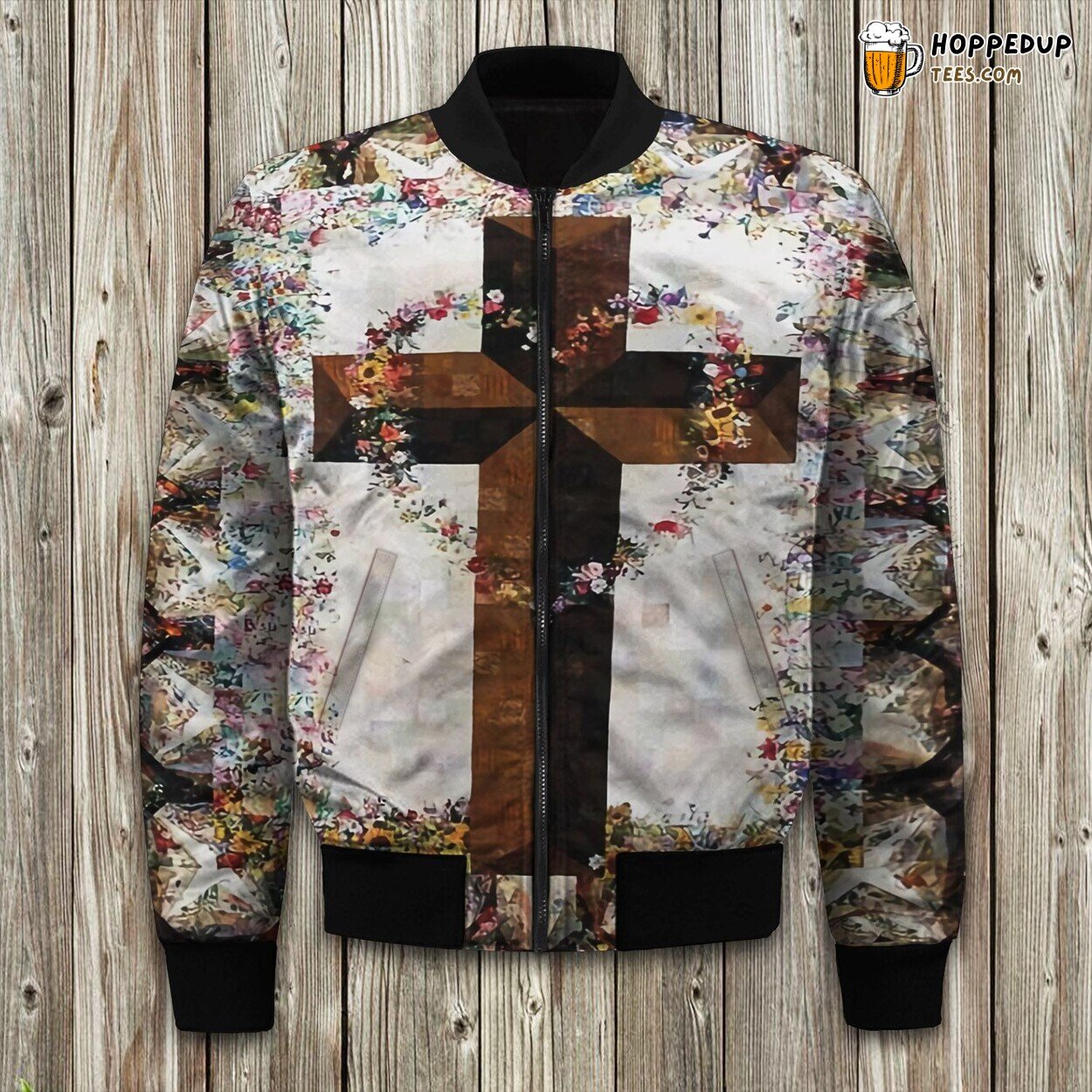 Faithful Christian Cross Winter Bomber Jacket Padded Design Warmth Ensured
