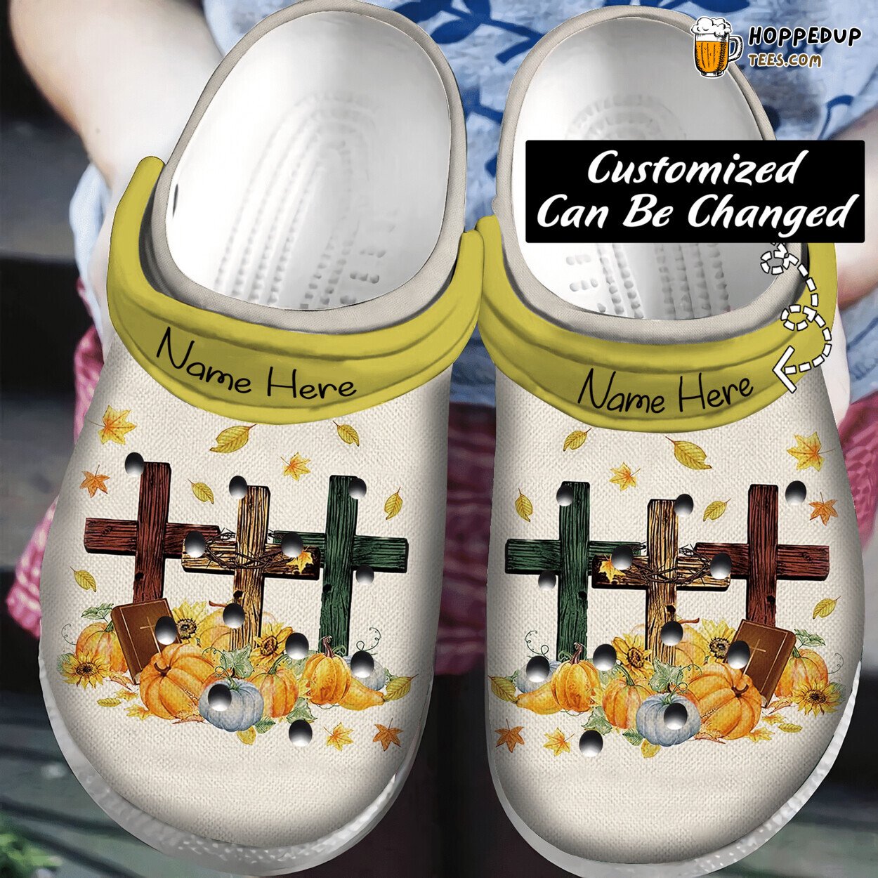 Fall For Jesus He Never Leaves Personalized Autumn Theme Clog Shoes