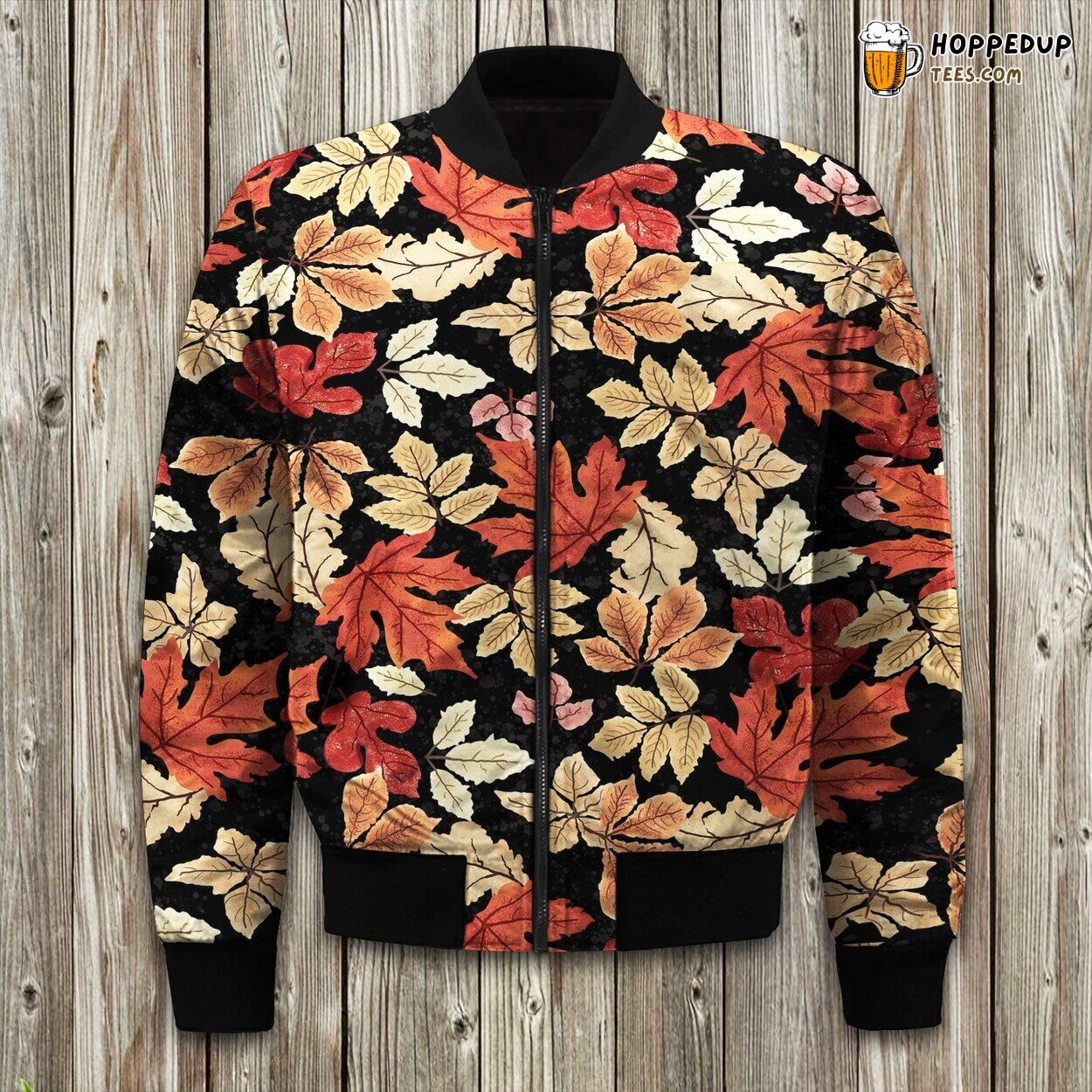 Fall Leaves Inspiration Bomber Winter Jacket Toasty Comfort Design