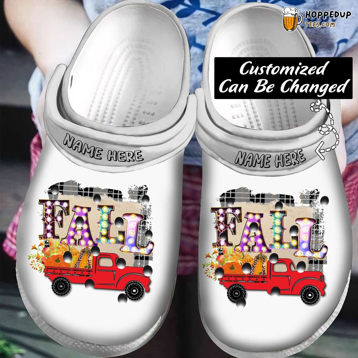 Fall Pumpkin Truck Personalized Autumn Themed Comfortable Clogs Shoes