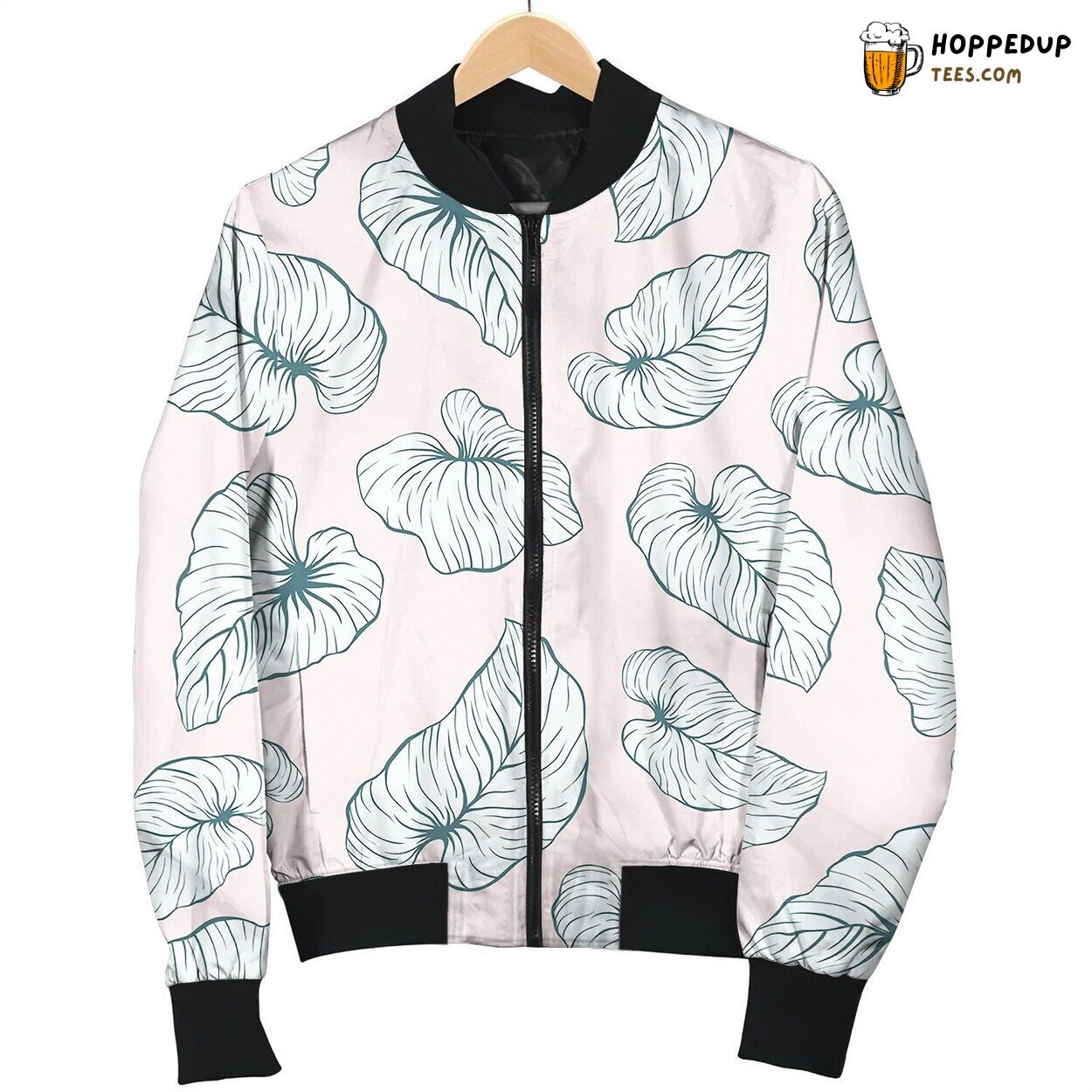 Falling Palm Leaves Repeat Seamless Pattern Bomber Jacket