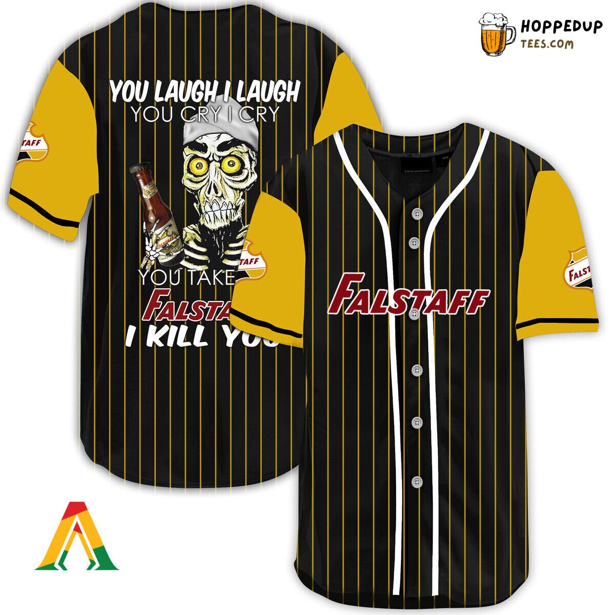 Falstaff Beer Defender Baseball Jersey Unique Laugh Cry Themed Design Look